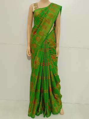SAREE-PUSHPA-BRASSOCOTTO-LEAFGREEN-S0585-RS800 