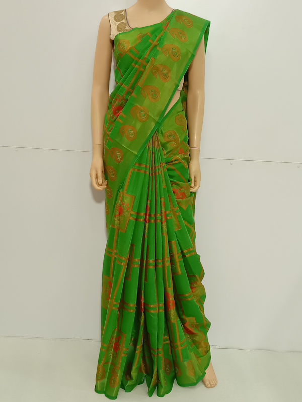 SAREE-PUSHPA-BRASSOCOTTO-LEAFGREEN-S0585-RS800 