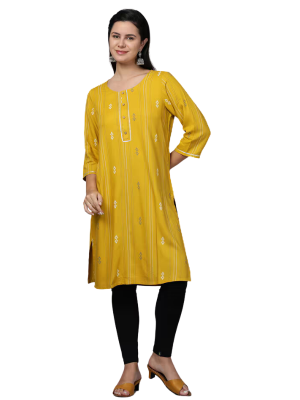 kurthi_avaasa_21_XL_size_mustard_flowerdesign