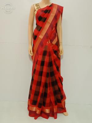 SAREE UPPADA FANCY COTTON BLACK RED S0139 RS995