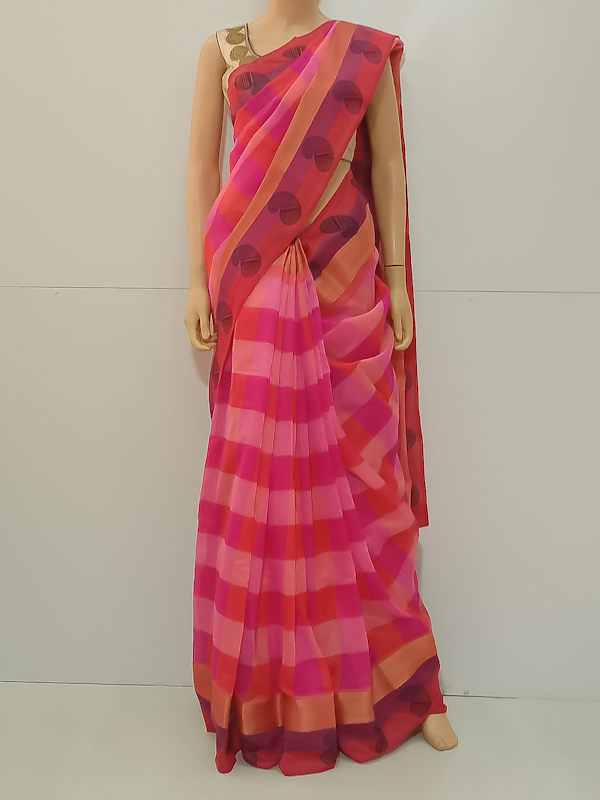 SAREE UPPADA FANCY COTTON PINK S0153 RS995