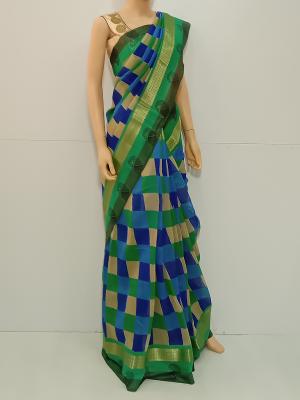 SAREE UPPADA FANCY COTTON GREEN BLUE S0151 RS995