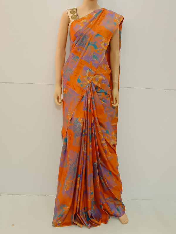 SAREE VISHAKA SANDHYA SILK ORANGE LAVENDER S0254 RS550