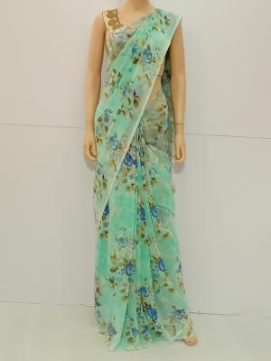 SAREE-NANCY-LAZERCHIFFON-DISTEMBERGREEN-S0427-RS675