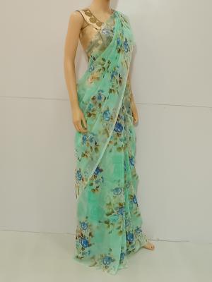 SAREE-NANCY-LAZERCHIFFON-DISTEMBERGREEN-S0427-RS675