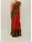 SAREE  VARALAKSHMI BHAGALPURI COTTON BROWN BLACK S0103 RS 975.