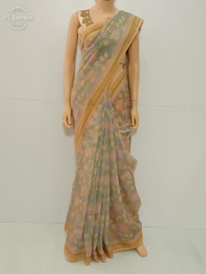 SAREE ALOK COTTON SILK GOLDEN GREY S0121 RS875
