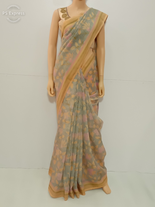SAREE ALOK COTTON SILK GOLDEN GREY S0121 RS875