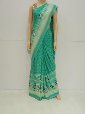 SAREE SEEMA CREPE DESTEMBER GREEN S0240 RS 750.