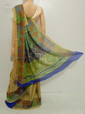 SAREE BARDANA JUTE COTTON GOLDEN BROWN S0119 RS880
