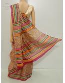 SAREE BARDANA JUTE COTTON PINK ORANGE S0120 RS880
