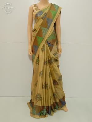 SAREE BARDANA JUTE COTTON GOLDEN BROWN S0119 RS880