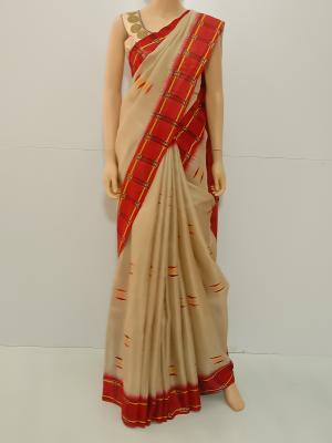 SAREE BARDANA JUTE COTTON GOLDEN RED S0118 RS880 