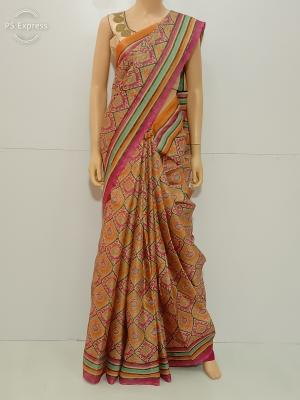 SAREE BARDANA JUTE COTTON PINK ORANGE S0120 RS880