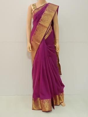 SAREE BANARASI KERALACOTTON PURPLE S0107 RS885