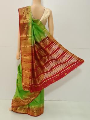 SAREE KANJIVARAM DESIGNER PATTU DHALL GREEN S0108 RS1135