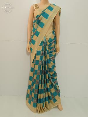 SAREE BARDANA JUTE COTTON GOLDEN BLUE S0124 RS880