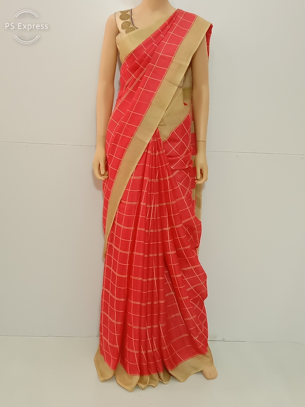 SAREE BARDANA JUTE COTTON GOLDEN PEACH S0122 RS880