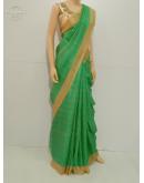 SAREE BARDANA JUTE COTTON GOLDEN GREEN S0123 RS880
