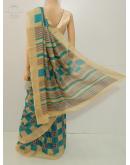 SAREE BARDANA JUTE COTTON GOLDEN BLUE S0124 RS880