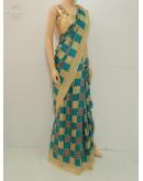 SAREE BARDANA JUTE COTTON GOLDEN BLUE S0124 RS880
