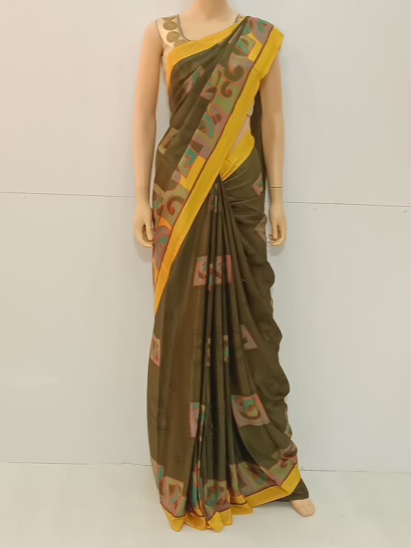 SAREE-STEFY-CREPE-ARMYGREEN-S0360-RS695