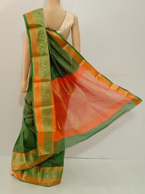 SAREE CHANDINI SILKCOTTON GREEN S0088 RS935