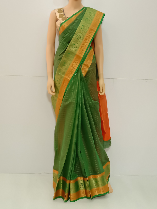 SAREE CHANDINI SILKCOTTON GREEN S0088 RS935