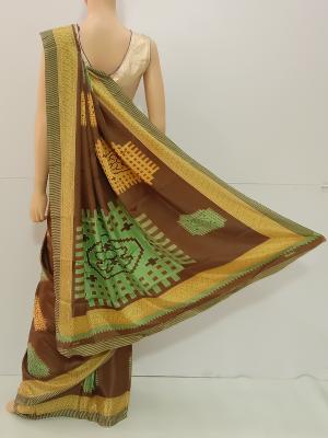 SAREE MONIKA SHINING CREPE COFFEE BROWN S0328 RS695