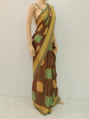 SAREE MONIKA SHINING CREPE COFFEE BROWN S0328 RS695