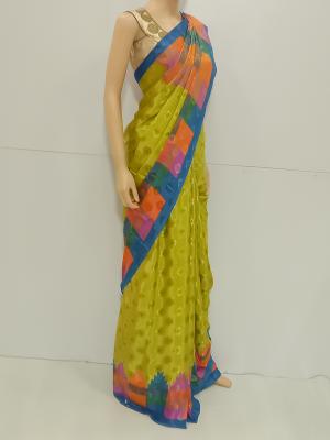 SAREE SHAKSI SELF EMPEDD BLUE GREEN S0326 RS745