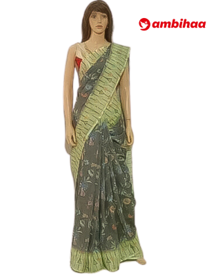 SAREE-PEACOCKSILK-LINEON-GREYLIMEGREEN-S0645-RS1145