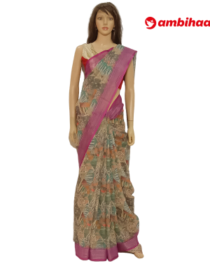 SAREE-PEACOCKSILK-LINEON-YELLOWPINK-S0649-RS1145