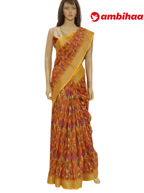 SAREE-PEACOCKSILK-LINEON-YELLOWORANGE-S0654-RS1145