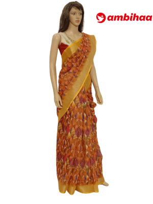 SAREE-PEACOCKSILK-LINEON-YELLOWORANGE-S0654-RS1145